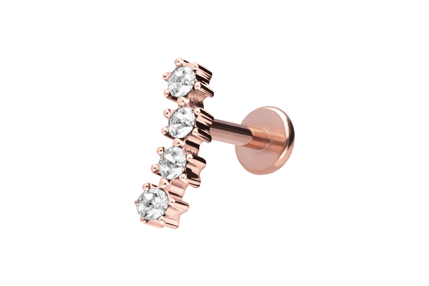 Titan Labret Piercing mit Push Fit 4 EINGEFASSTE KRISTALLE